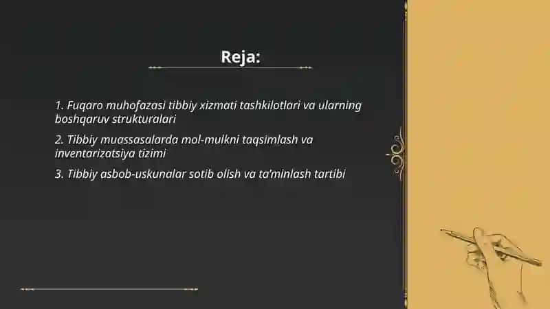Fuqaro muhofazasi tibbiy xizmatining tuzilmalari va muassasalarini mol-mulklar bilan ta’minlash va muhofaza qilish 2