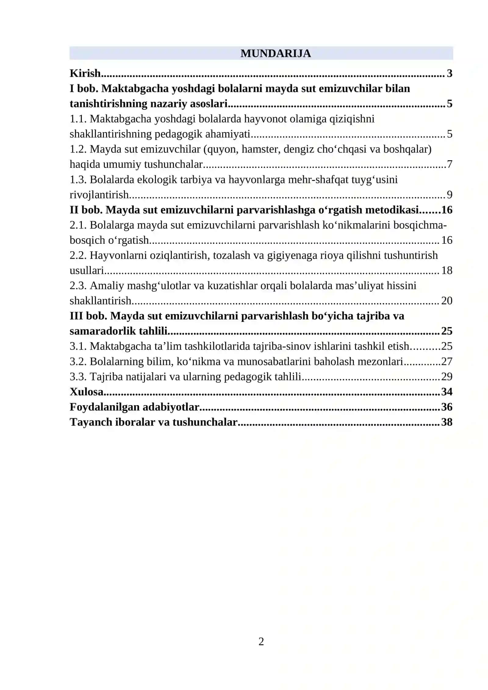 Maktabgacha yoshdagi bolalarni mayda sut emizuvchilar bilan tanishtirishning nazariy asoslari 2