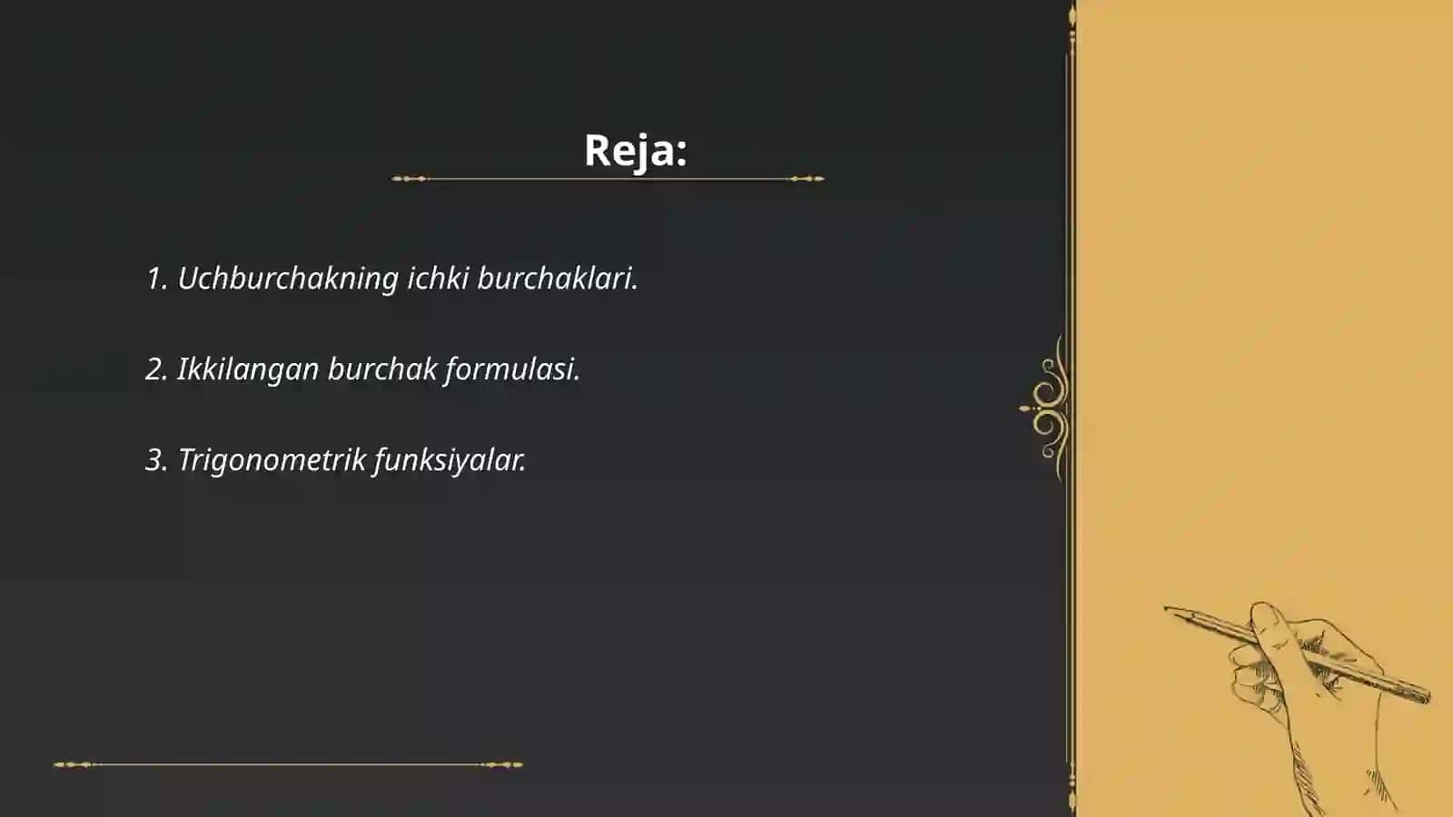 Ikkilangan burchak sinusi 2