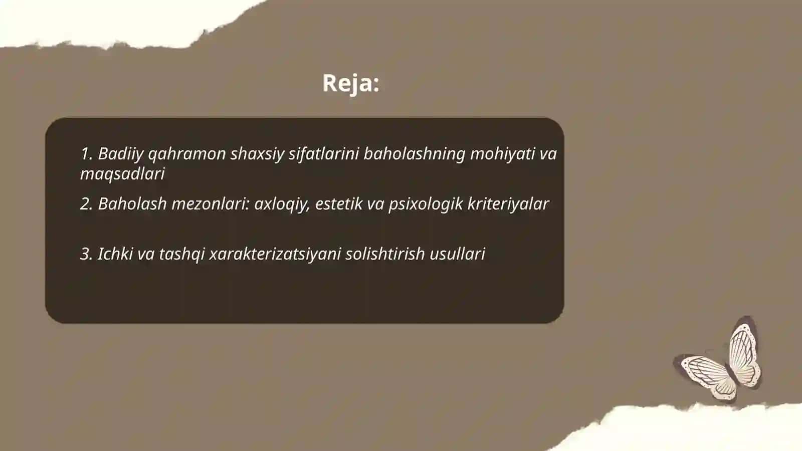 Badiiy asar qahramonlari shaxsiy sifatlarini baholashning mazmuni, usullari va metodlari 2