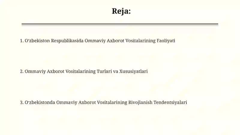 Oʻzbekiston Respublikasida Ommaviy Axborot Vositalarining Faoliyati 2