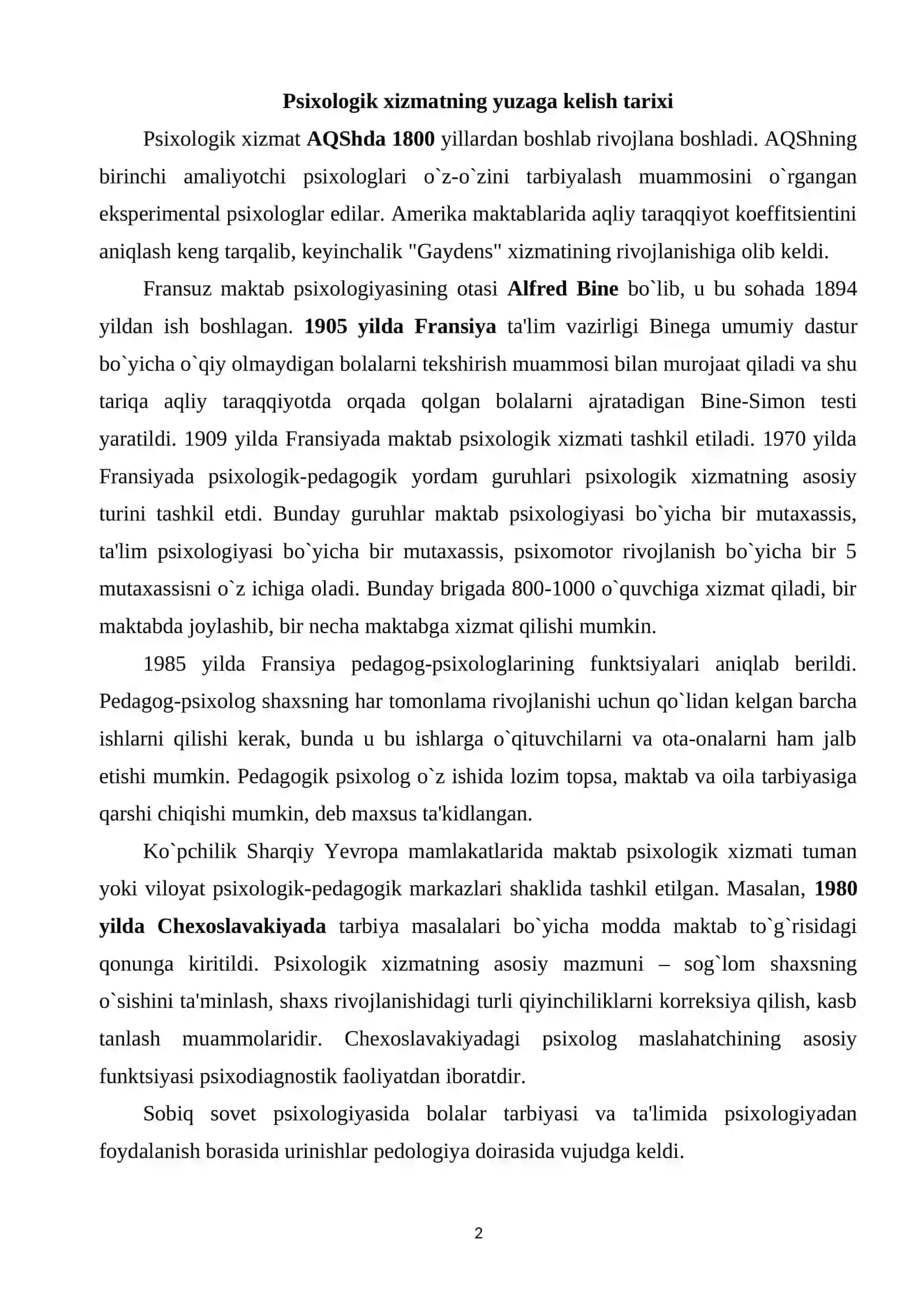 Psixologik xizmat faoliyatining yoʻnalishlari 2