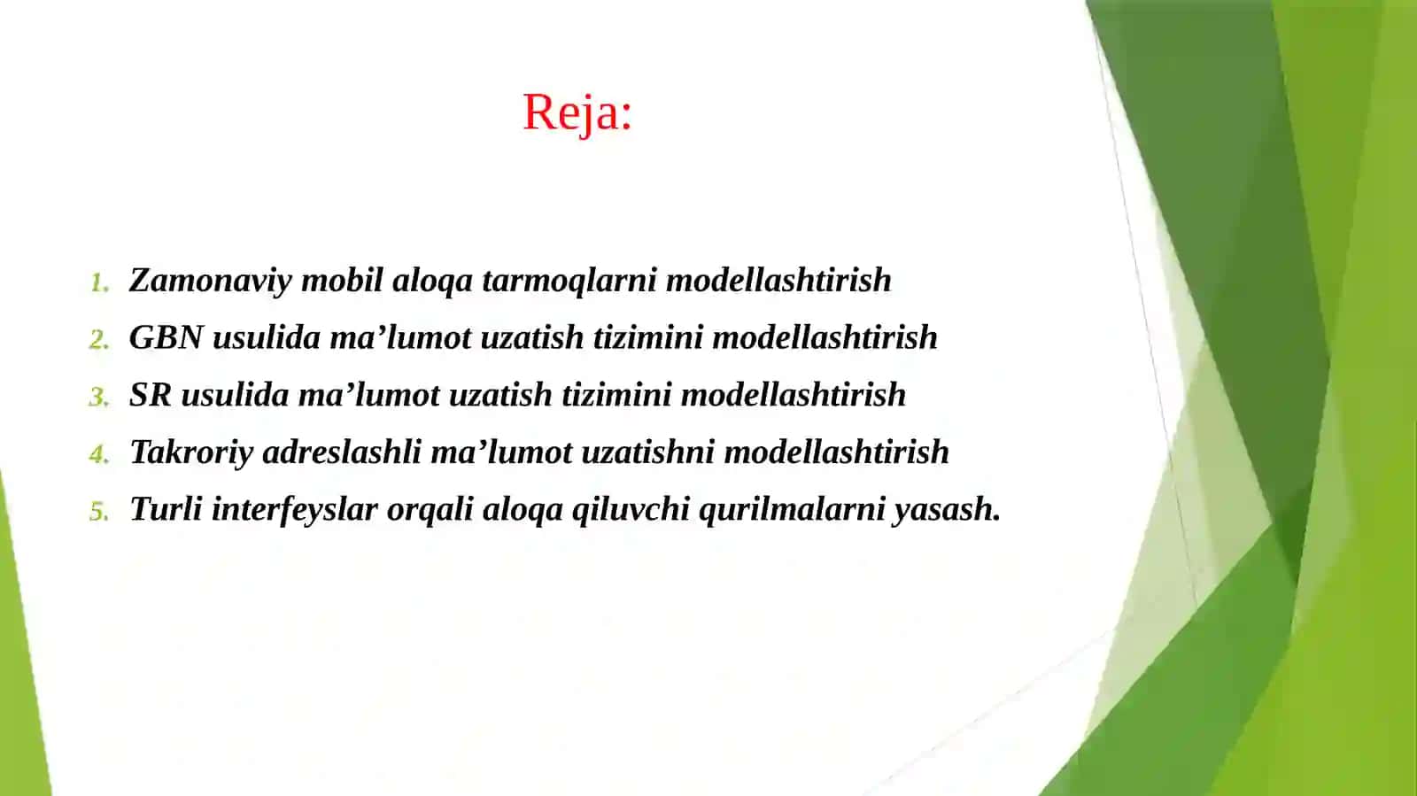 Zamonaviy mobil aloqa tarmoqlarni modellashtirish 2