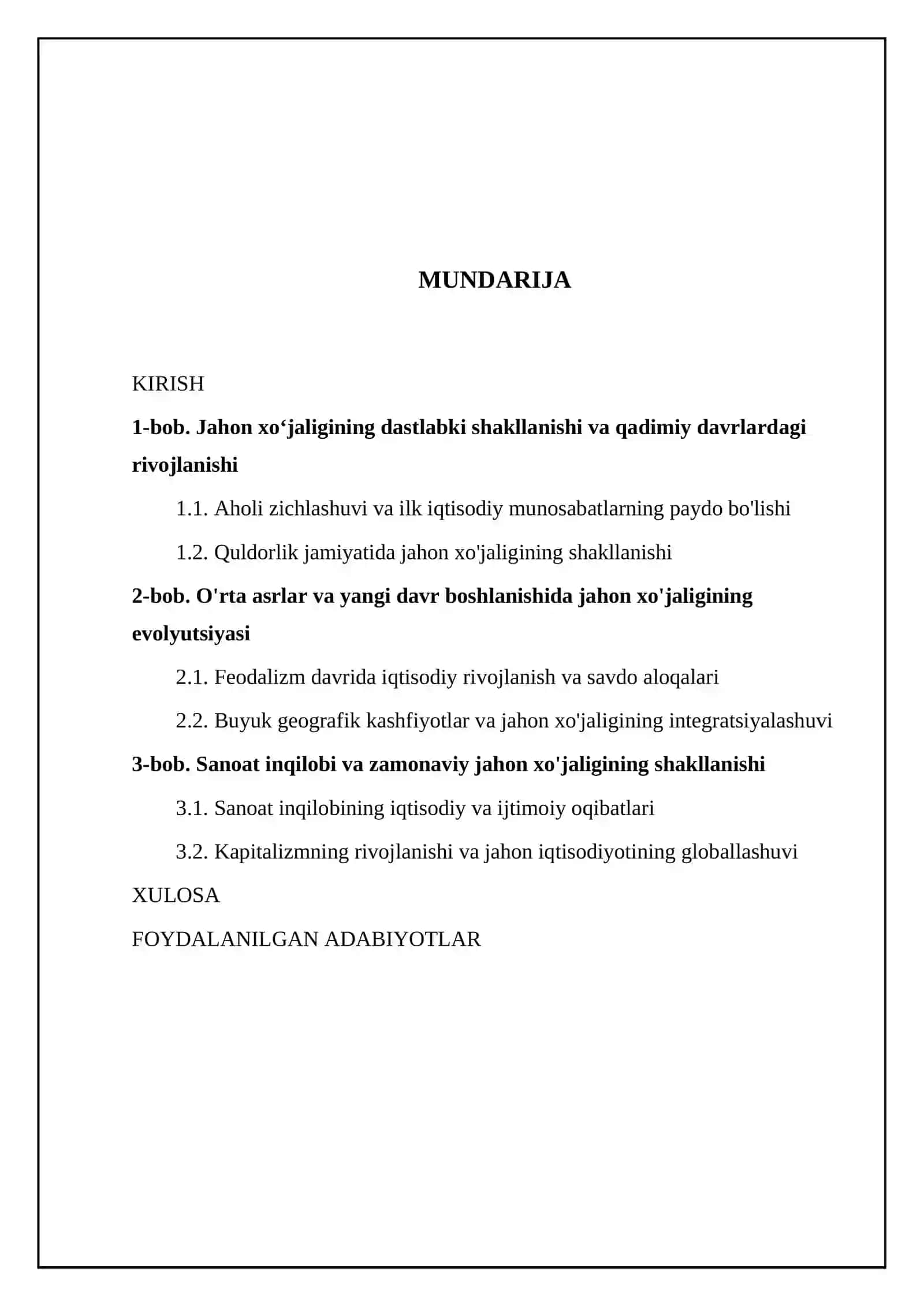 Jahon xo‘jaligining shakllanishi va bosqichma-bosqich rivojlanishi 2