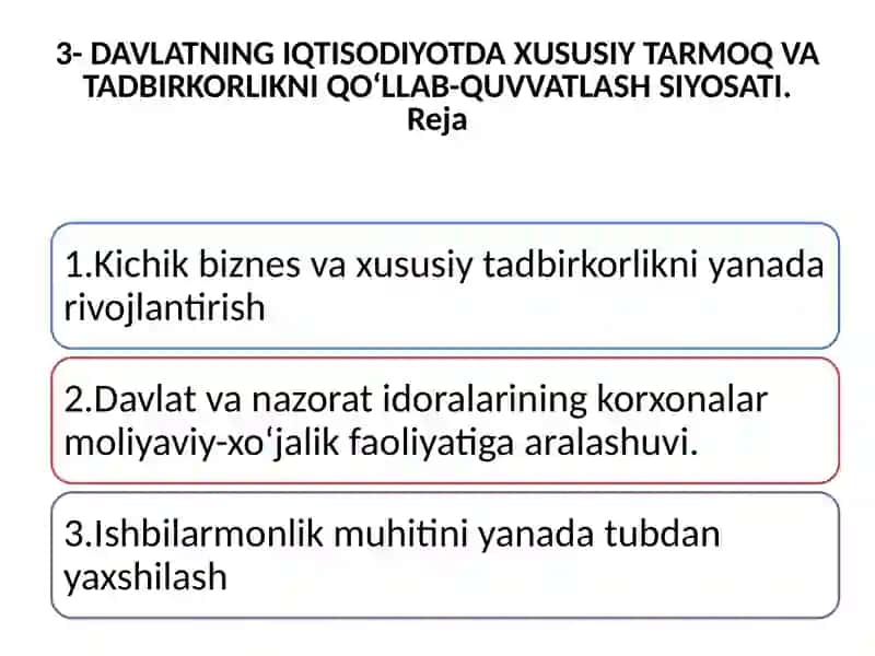 TARMOQLAR IQTISODIYOTI KAFEDRASIIQTISODIY SIYOSATGA KIRISH FANI 2