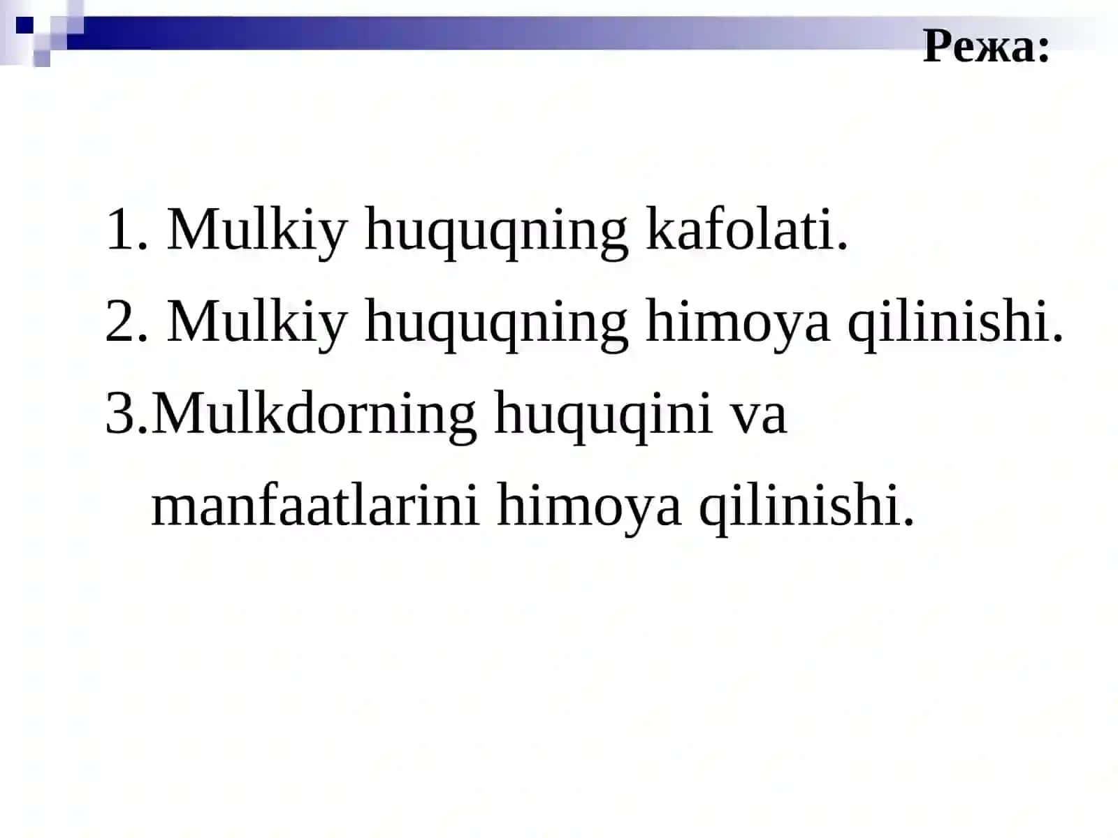 MULK HUQUQINING KAFOLATI VA HIMOYA QILINISHI 2