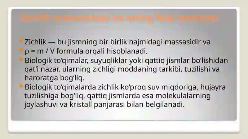 Biologik to‘qimalar va qattiq jismlarning zichligini aniqlash 2