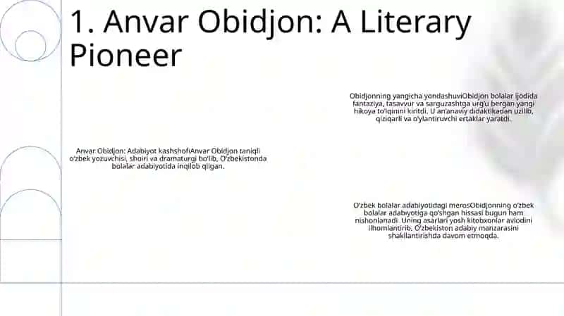 Anvar Obidjon Ijodi O'Zbek Bolalar Adabiyotidagi Yangicha Yo'Nalishi 2