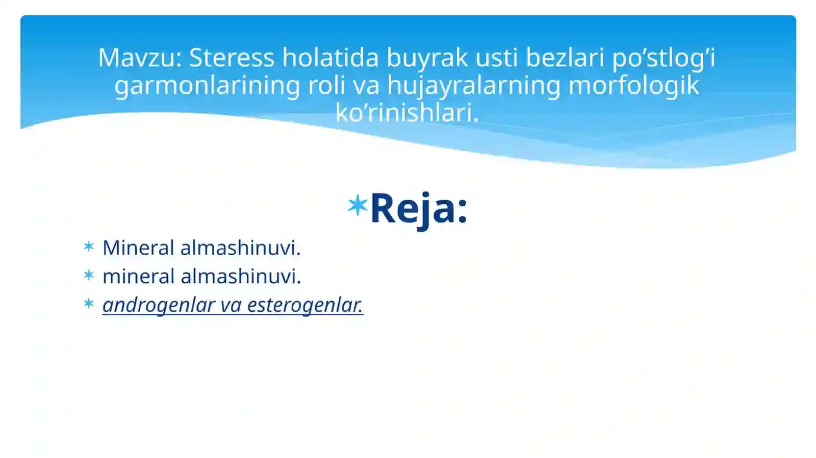 Stress holatida buyrak usti bezlari po’stlog’i garmonlarining roli va hujayralarning morfologik ko’rinishlari 2