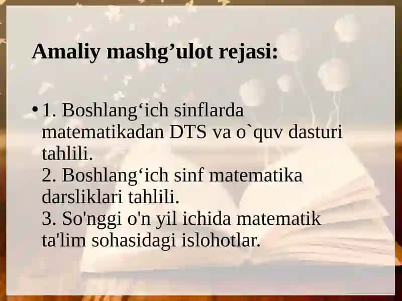 Boshlang‘ich sinflarda matematikadan DTS  va milliy o’quv dasturi tahlili 2