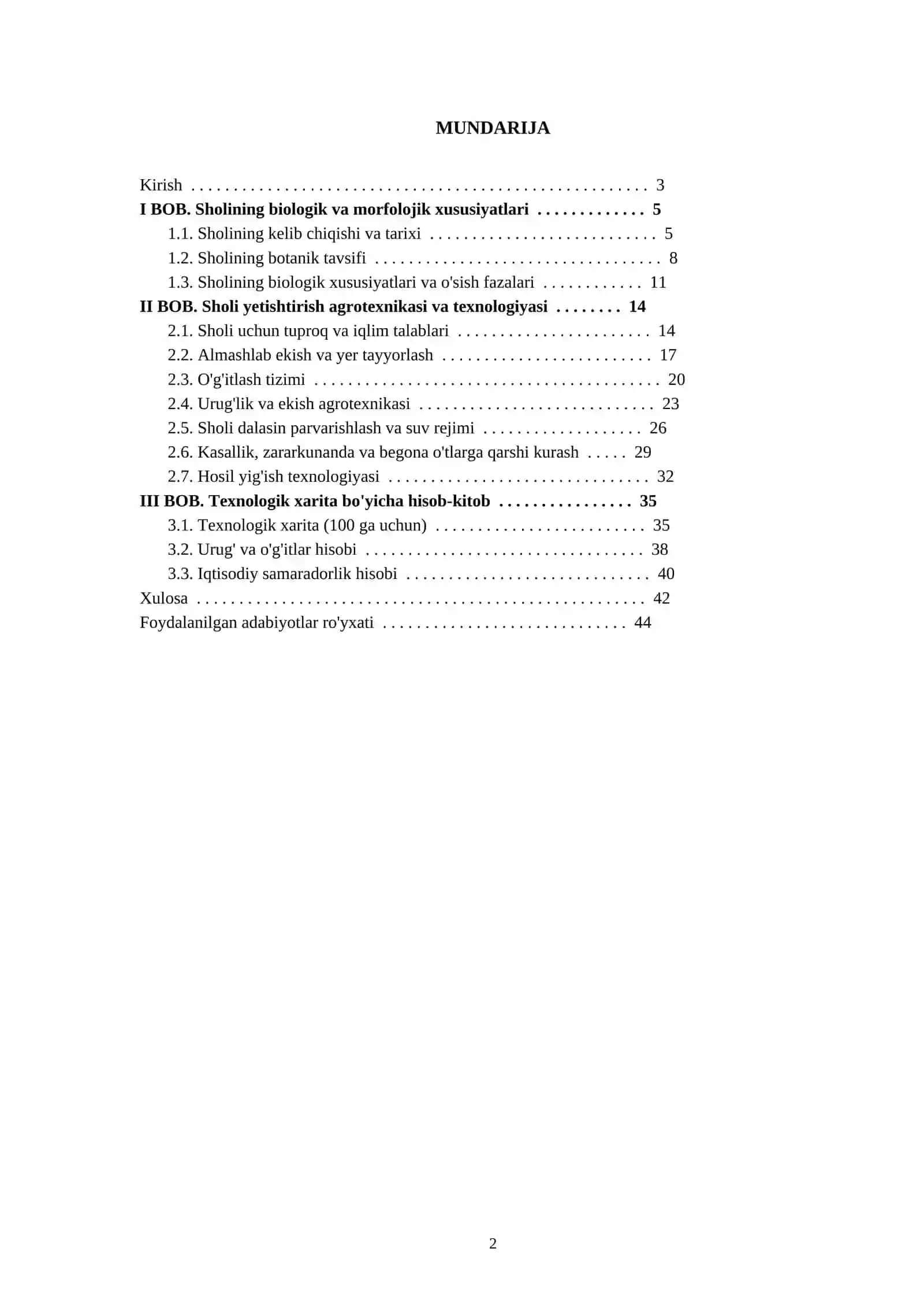 Sholi yetishtirish agrotexnikasi va texnologiyasi 2