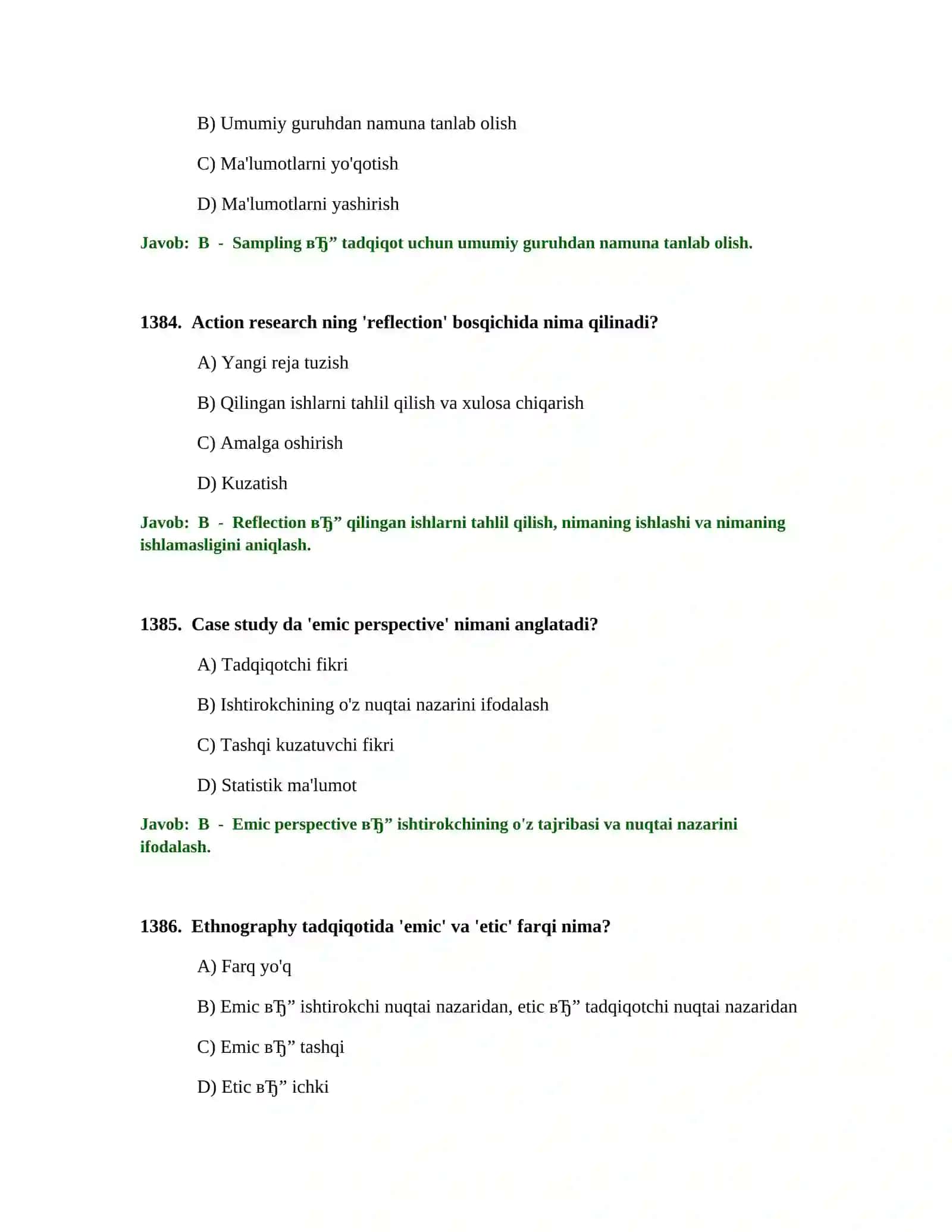 BOSHLANG'ICH TA'LIM O'QITUVCHISI TEST SINOVLARI 2