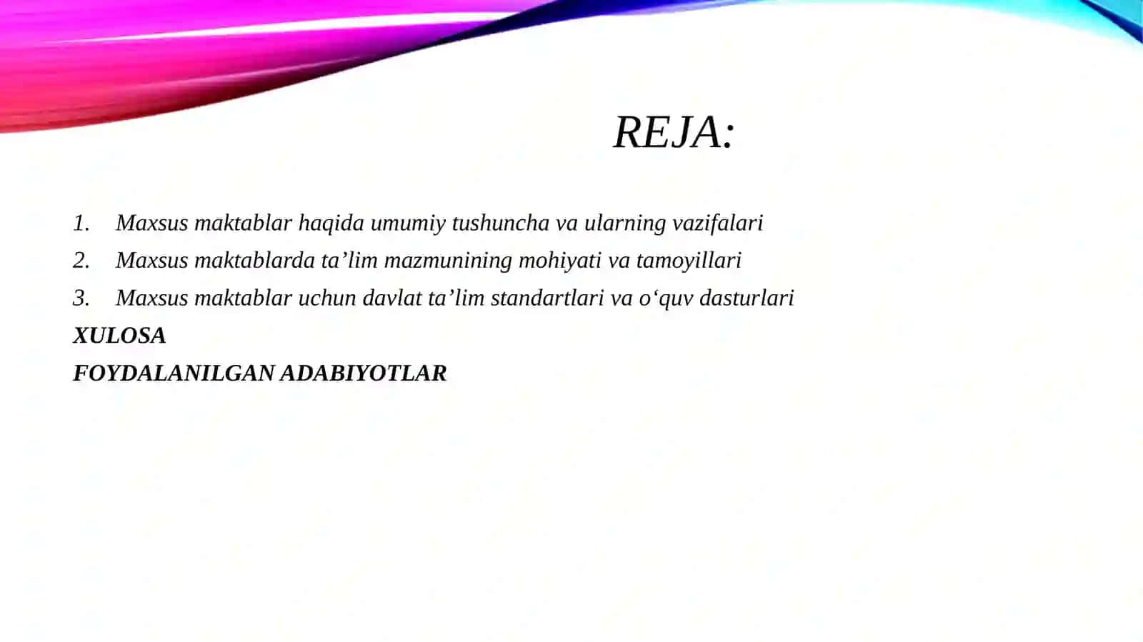 MAXSUS MAKTABLARDA TA’LIM MAZMUNI 2