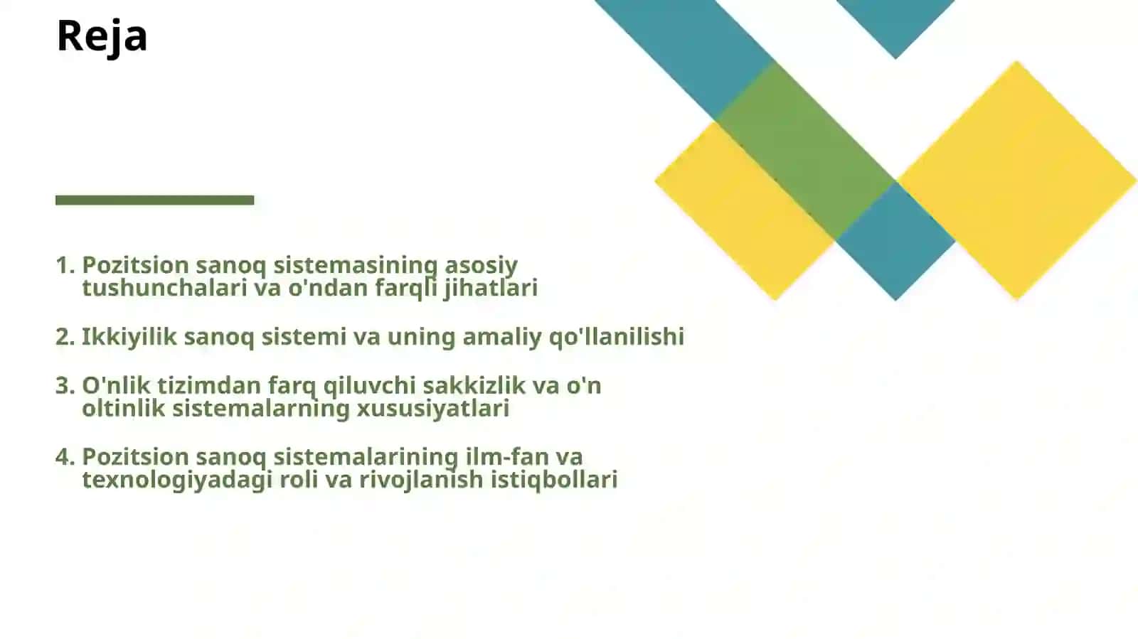 O'NDAN FARQLI POZITSION SANOQ SISTEMALARI 2