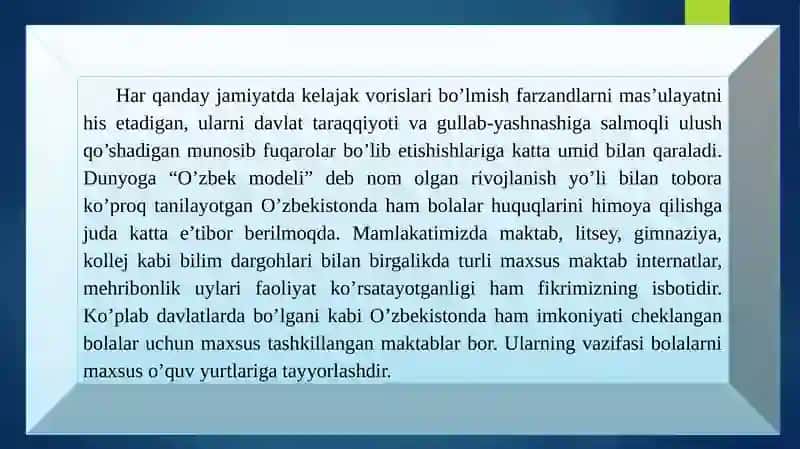 MAXSUS YORDAMGA MUHTOJ BOLALARGA DIFFERENSIAL VA INTEGRATSIALASHGANTAʼLIMNITASHKIL ETISH. 2