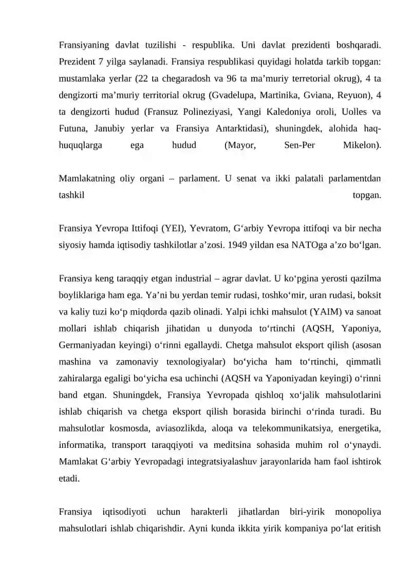 Fransiya Moliya va Soliqlar To'g'risida 2