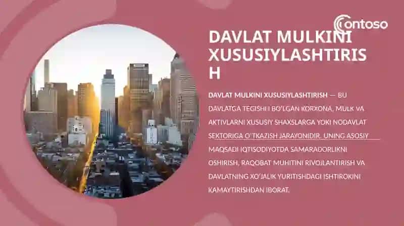 Davlat mulkini xususiylashtirish 2