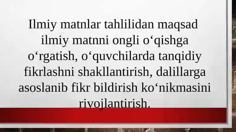 Ilmiy matn bilan ishlash jarayonida oʻquvchilarning tanqidiy-fikrlash koʻnikmalarini rivojlantirish 2