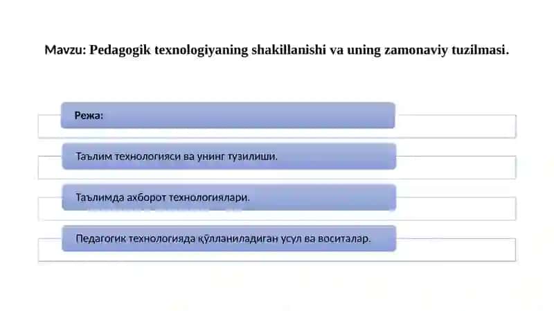 PEDAGOGIK TEXNOLOGIYANING SHAKILLANISHI VA UNING ZAMONAVIY TUZILMASI 2
