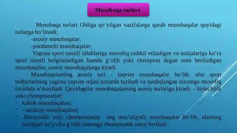 FUTBOL MUSOBAQALARNI TASHKIL QILISH VA OTKAZISH 2