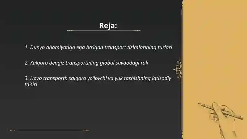 Dunyo ahamiyatiga ega bo‘lgan transport tizimlarining turlari 2