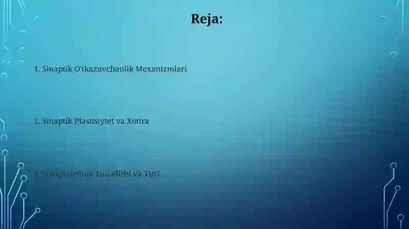 Sinapslar va snapitik jarayonlar 2