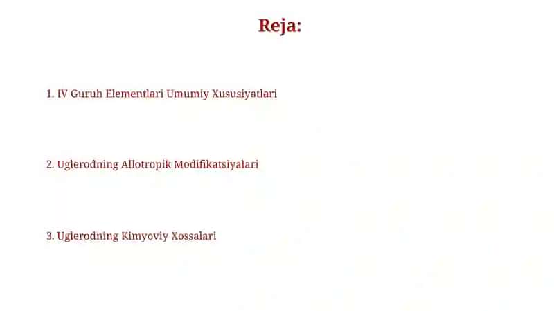 IV A guruh elementlari (C misolida) 2