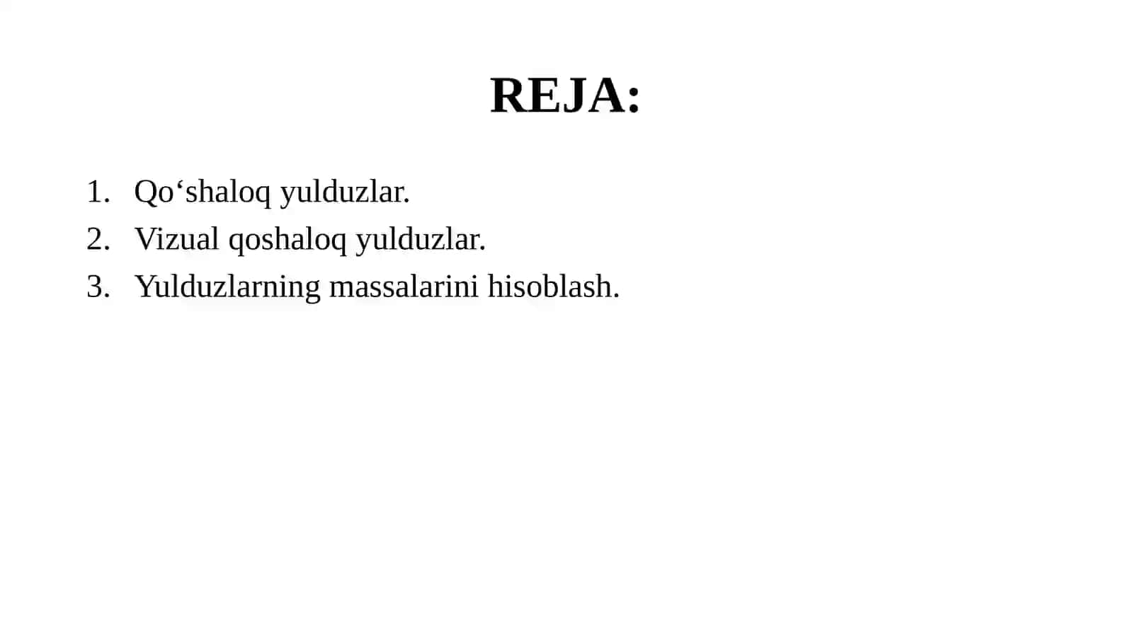 11-sinf Astronomiya dars ishlanma. Fizik qo'shaloq yulduzlar va ularning turlari 2