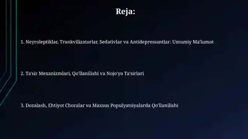 Neyroleptiklar, Trankvilizatorlar, Sedativlar va Antidepressantlar 2