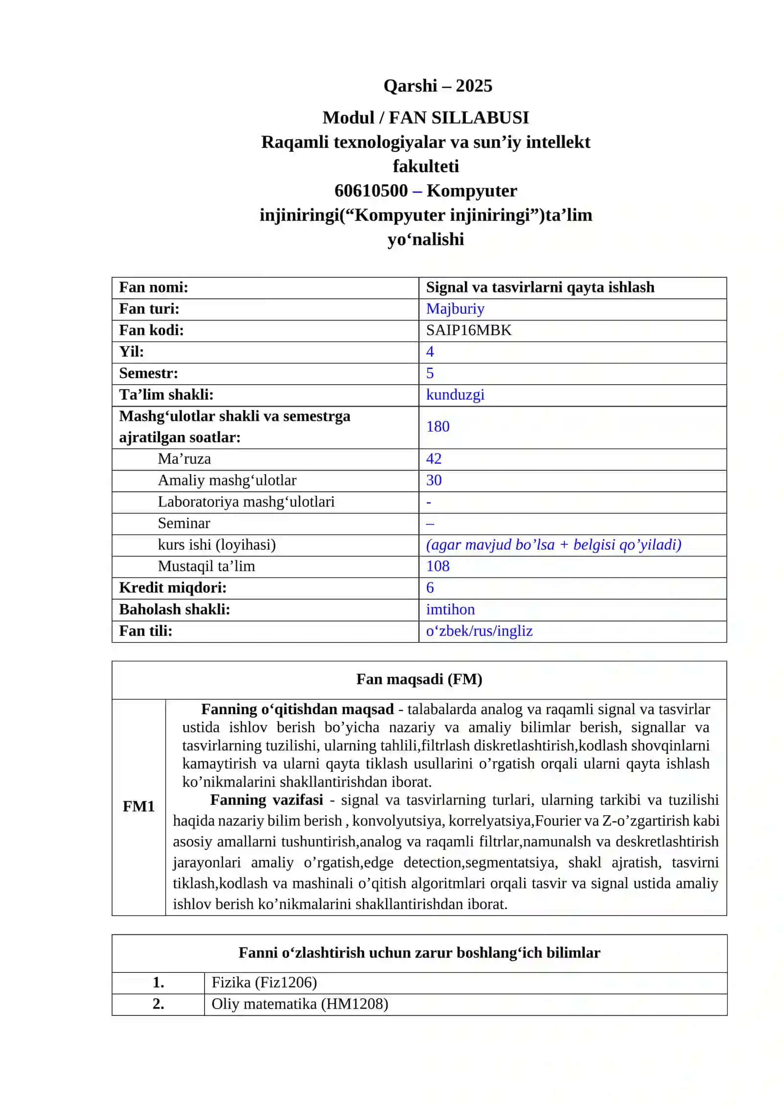 Signal va tasvirlarni qayta ishlash 2