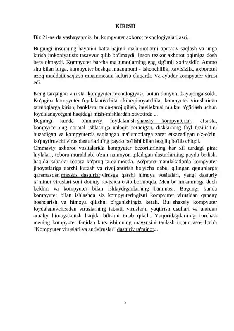 Verusni kompyuterga tushish sabablari va undan ximoyalanish 2