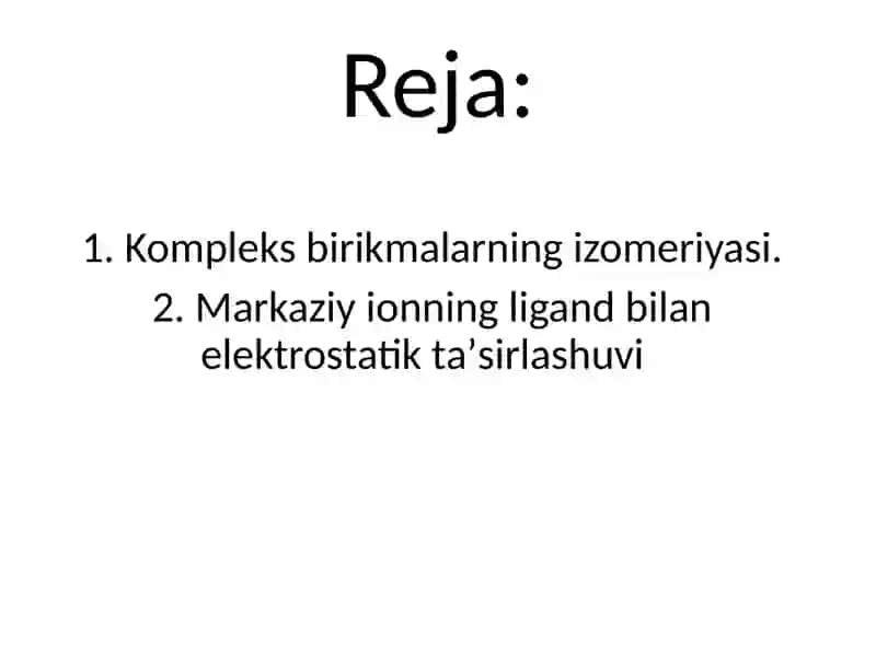 Kompleks birikmalarning izomeriyasi 2