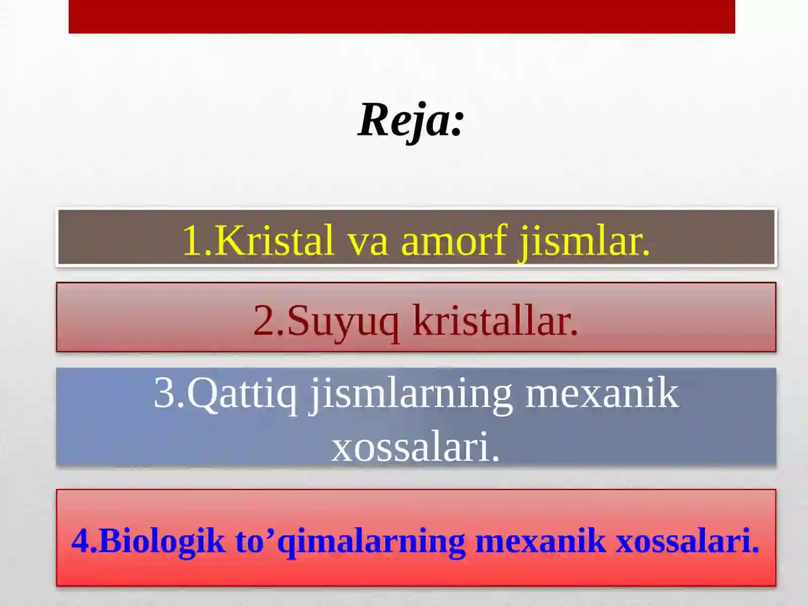 Qattiq jismlar va biologik to'qimalarning mexanik xossalari 2