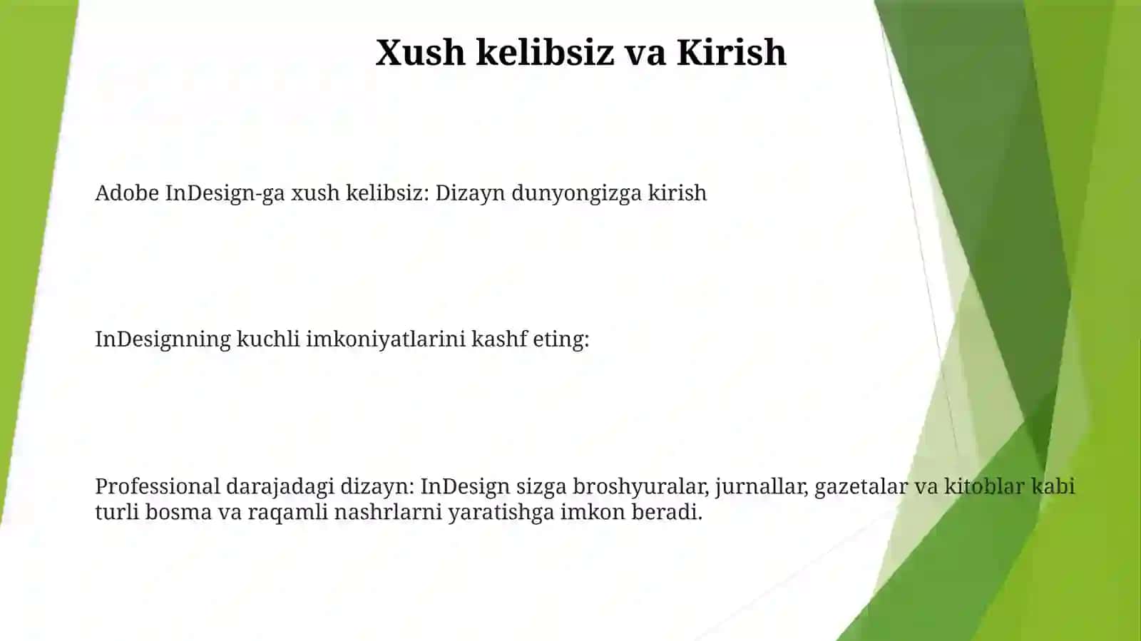 Adobe InDesign Dasturi Imkoniyatlari Bilan Tanishish 2