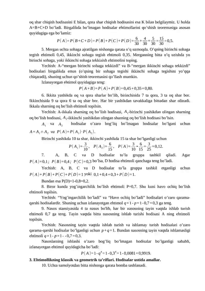 Extimollar nazariyasi va matеmatik statistika 2