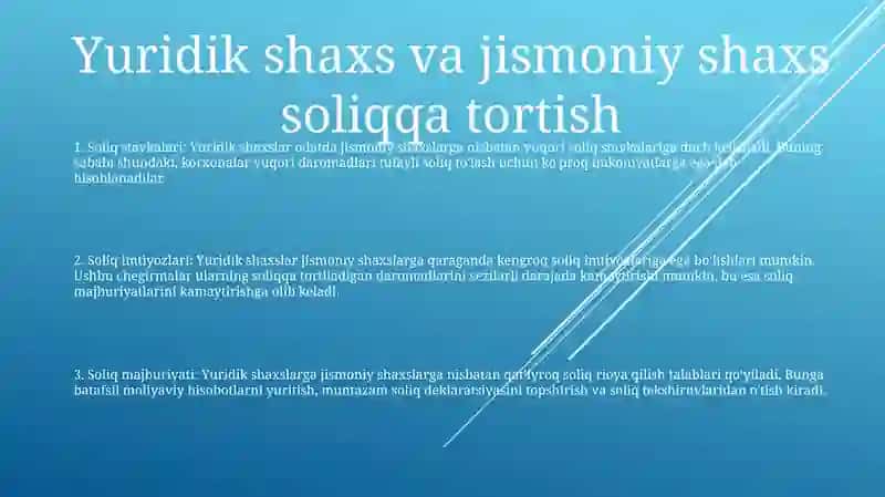 Yuridik Va Jismoniy Shaxslarni Soliqqa Tortishning O'Ziga Xos O'Xshashlik Va Farqli Jihatlari 2
