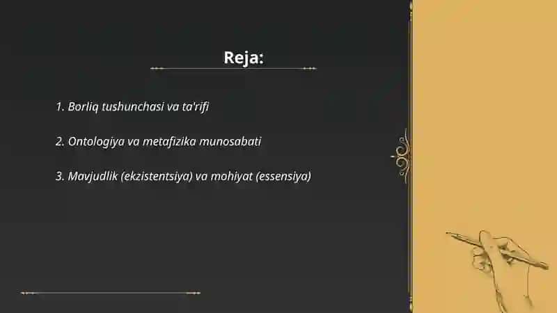 Borliq falsafasi (Ontologiya) 2