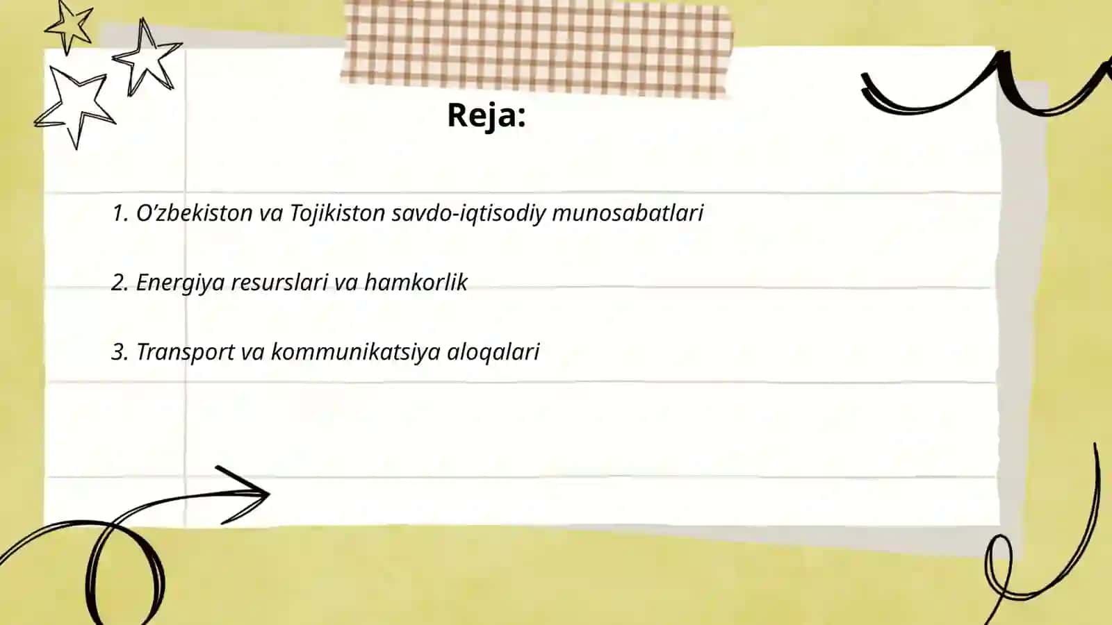 O’zbekiston va Tojikiston savdo-iqtisodiy munosabatlari 2