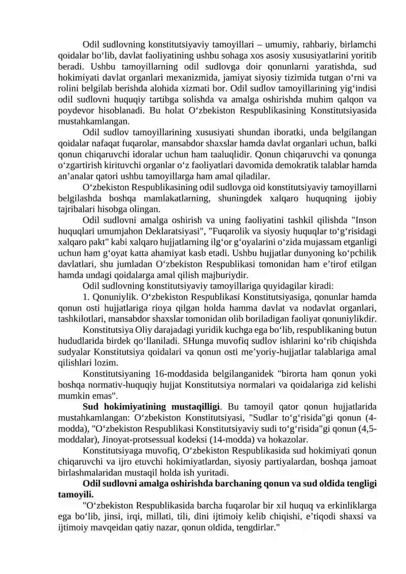 O‘zbekiston Respublikasi Konstitutsiyasida Sud Hokimiyati va Advokatura Hamda Prokuratura Organlari 2