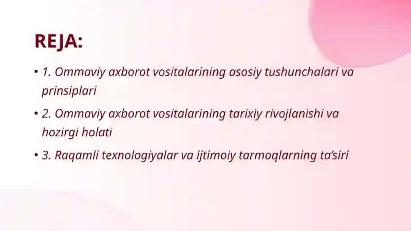 O’ZBEKISTON RESPUBLIKASIDA OMMAVIY AXBOROT VOSITALARINING FAOLIYATI 2