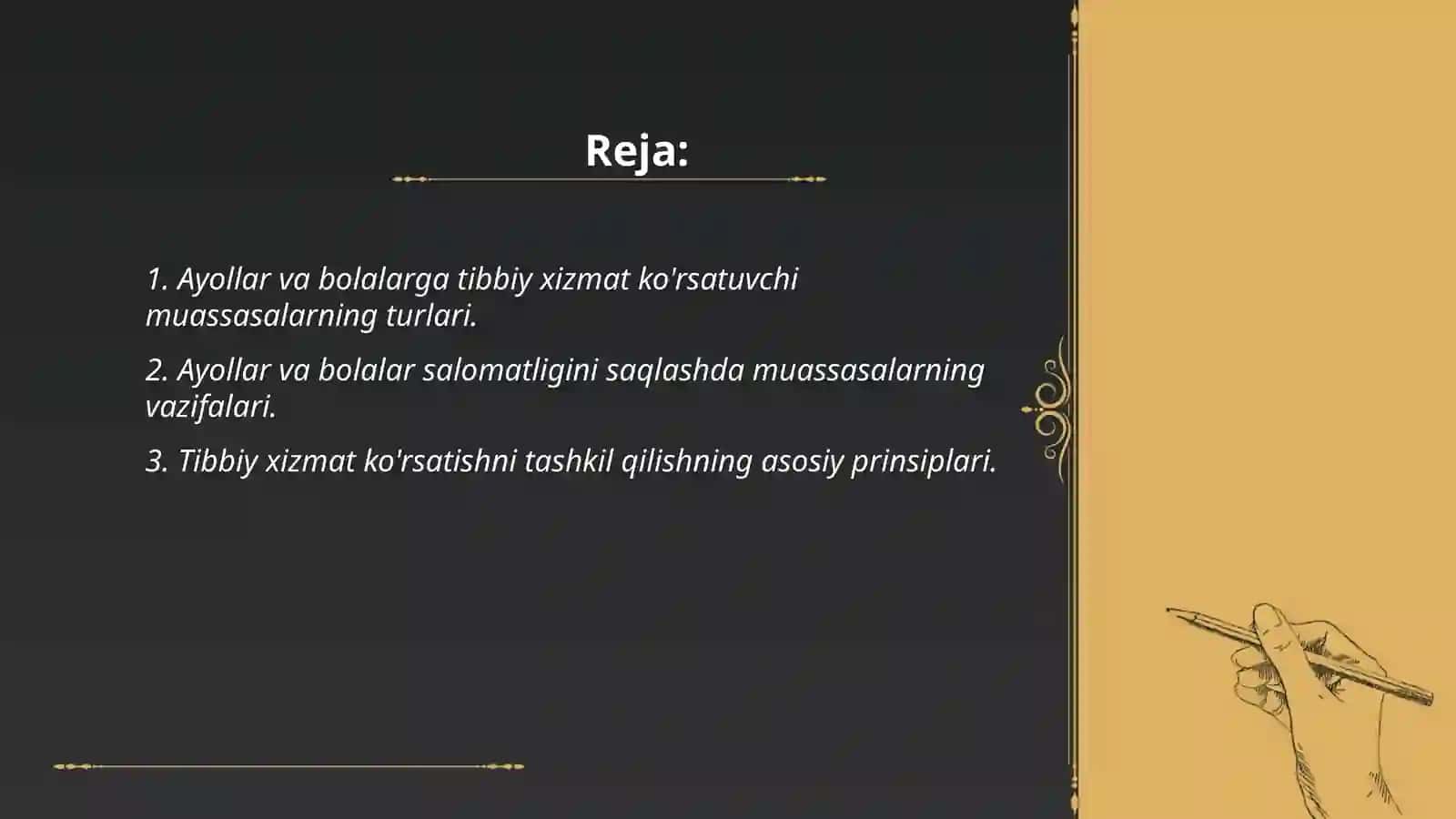 Ayollar va bolalarga tibbiy xizmat ko'rsatuvchi muassasalarining ish faoliyatini tashkil qilish 2