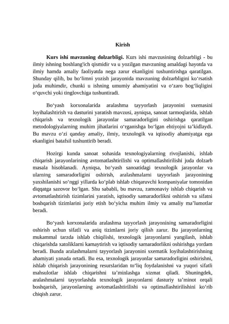 Bo‘yash korxonalarida aralashma tayyorlash jarayonini sxemasini loyihalashtirish va dasturini yaratish 2