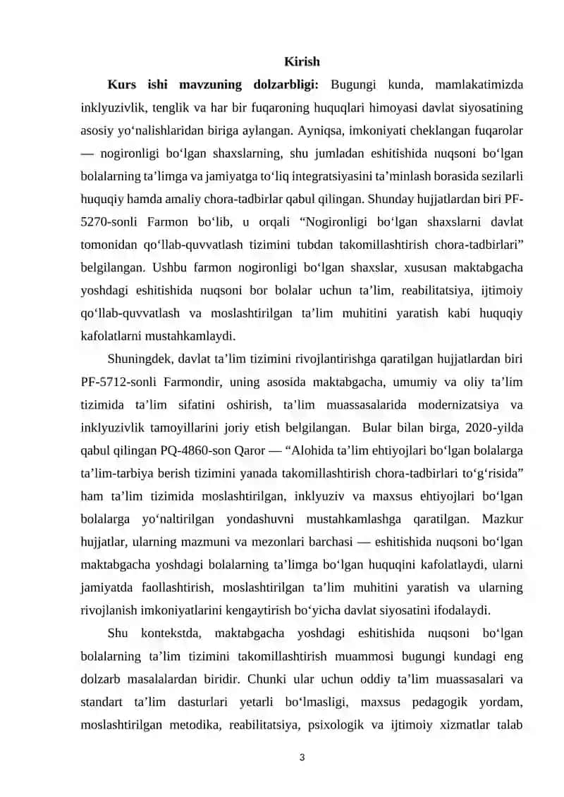Maktabgacha yoshdagi eshitishida nuqsoni bo‘lgan shaxslarning ta’lim tizimini takomillashtirish 2
