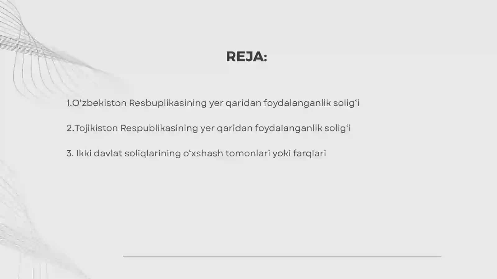 TOJIKISTON VA O‘ZBEKISTON RESPUBLIKASIDAGI YER QARIDAN FOYDALANGANLIK UCHUN SOLIQ 2