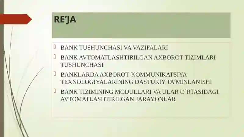 Bank axborot tizimlari 2
