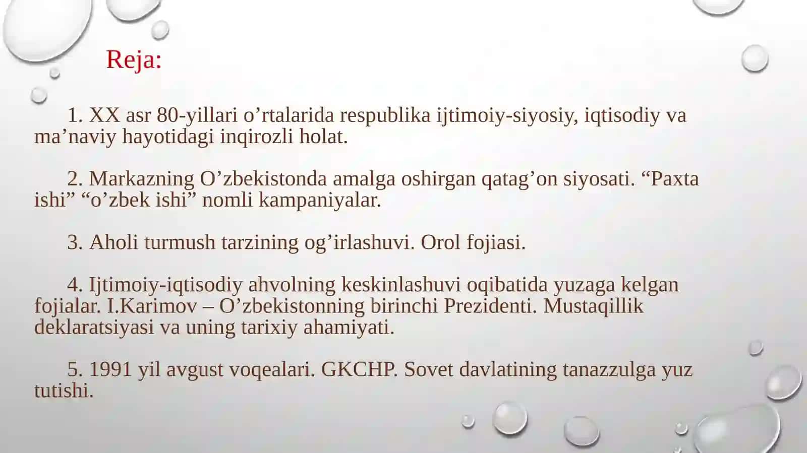 Oʼzbekistondagi ijtimoiy-siyosiy jarayonlar 2