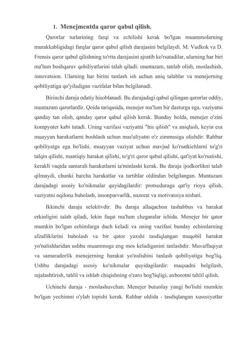 Menejmentda qaror qabul qilish. 2