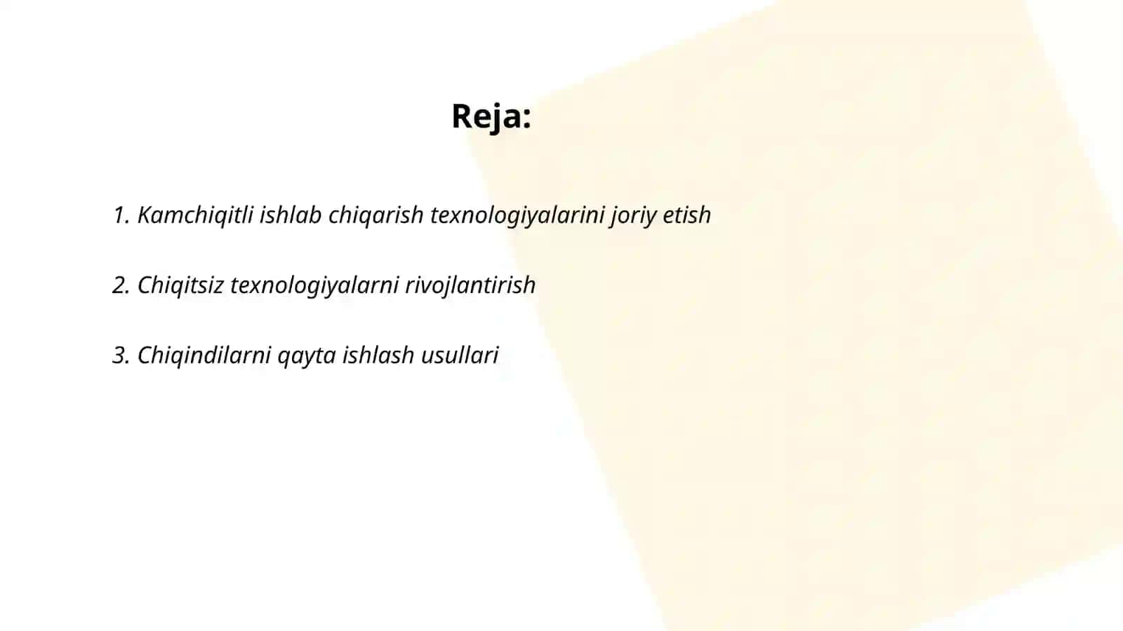 Kamchiqitli va chiqitsiz texnologiya va atrof muhitni ifloslanishidan saqlash 2
