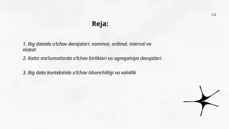 Big datada o'lchov shakllari va populatsiya namuna tushunchalar 2