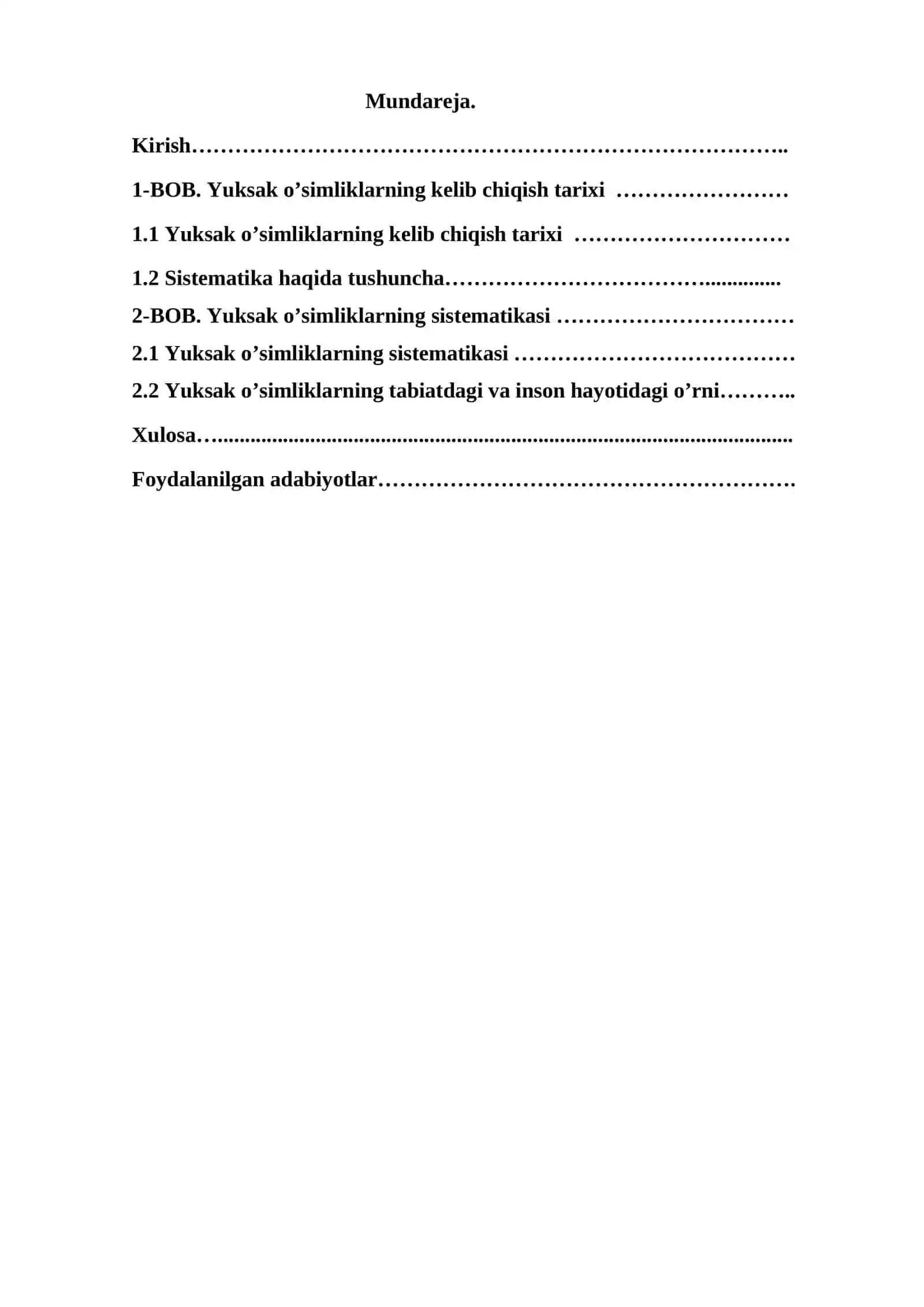 Yuksak o’simliklarning sistematikasi 2
